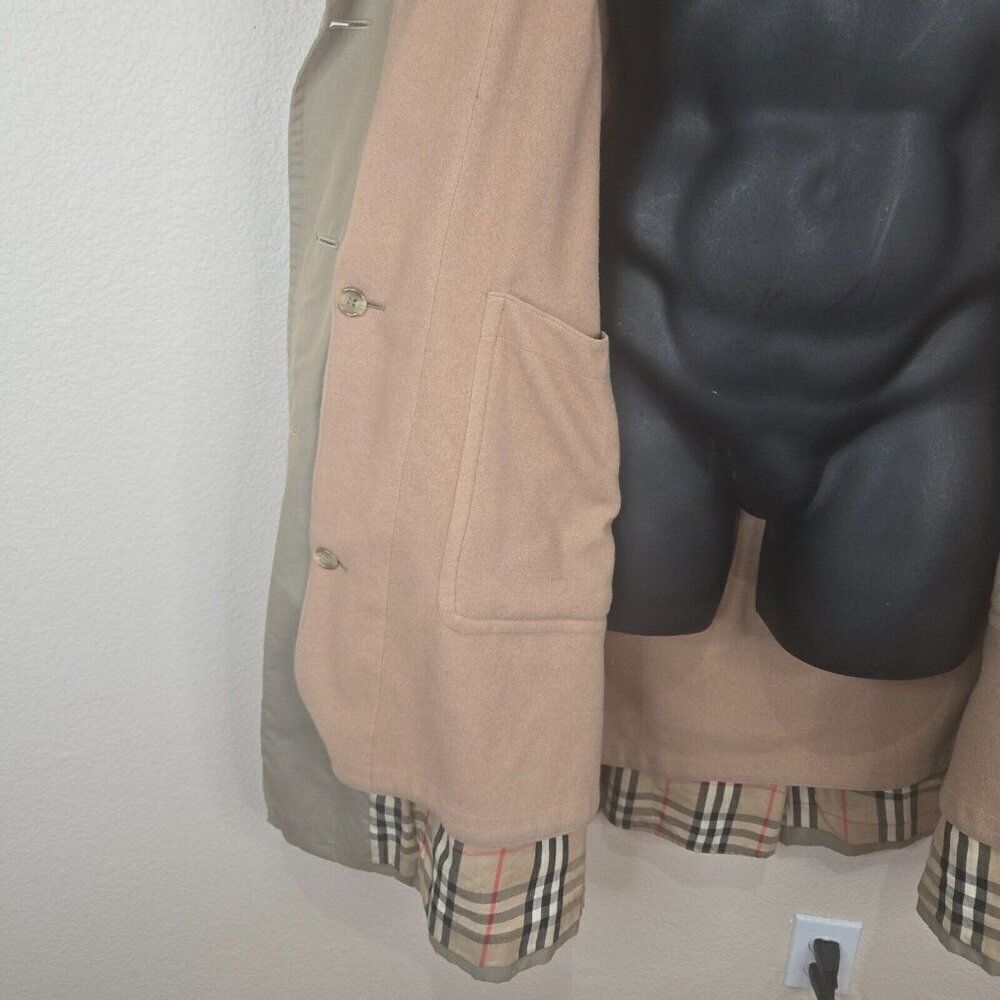 Burberrys Vintage Kensington Belted Trench Coat Womens 10 Khaki Nova Wool Lined - Picture 11 of 16